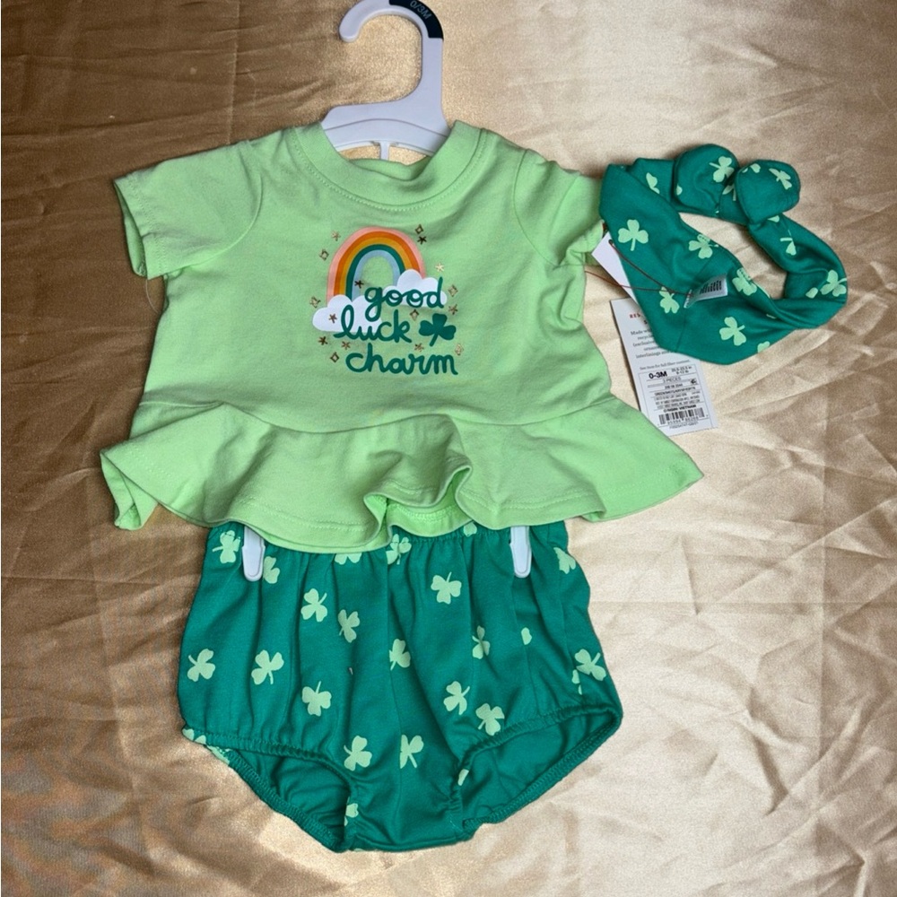 Baby Girls Good Luck Charm 3 Piece Outfit Rainbow 0-3 Month New Cat & Jack‎ NWT